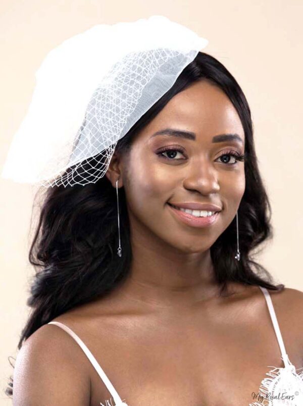 Q.Makeda- lightweight sterling silver chain drop bridal earrings - My Roial Ears LTD