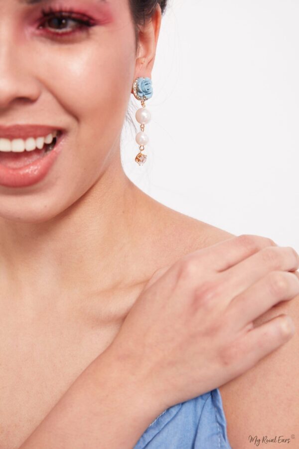 Freesia- floral pearl drop long and small earrings - My Roial Ears LTD