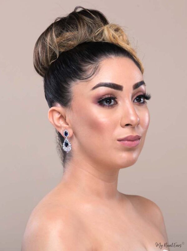 Q.Jane-luxury silver plated bridal drop earrings - My Roial Ears LTD