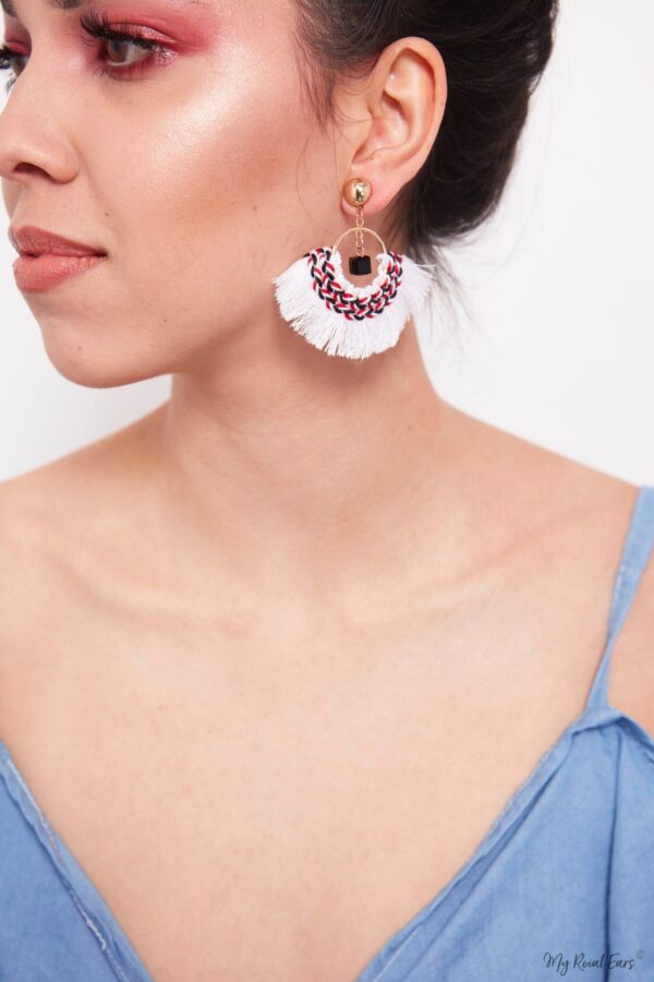 Hibiscus- handmade cute fan shape tassel earrings - My Roial Ears LTD