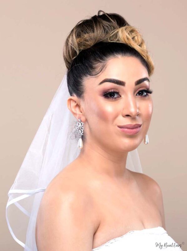 Q.Grace-chandelier pearl silver plated bridal drop earring - My Roial Ears LTD