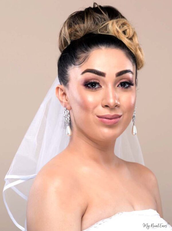 Q.Grace-chandelier pearl silver plated bridal drop earring - My Roial Ears LTD
