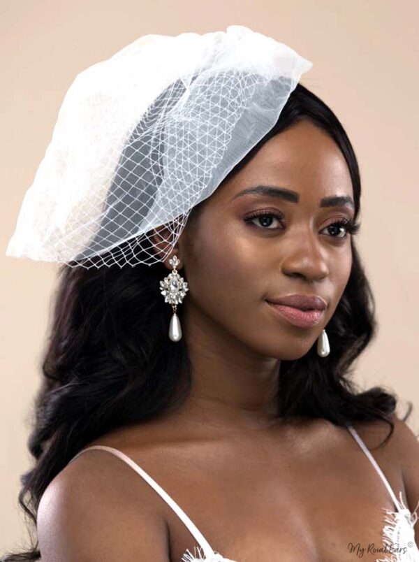 Q.Isobel-stone crystal luxe pearl like bridal drop earrings - My Roial Ears LTD