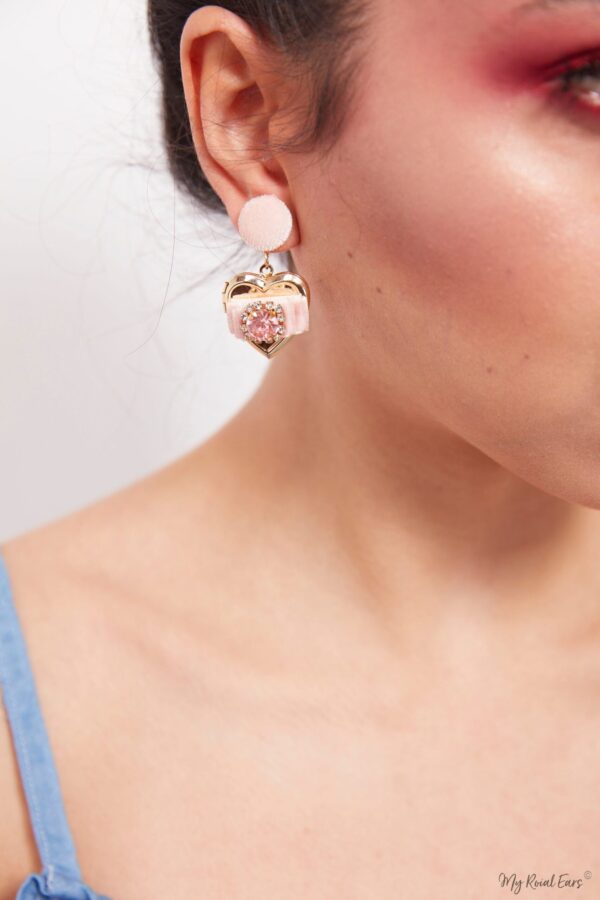 Hyacinth- sweet velvet heart shaped small drop earrings - My Roial Ears LTD