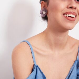 Iris Purple- hand-made, acrylic flower stud earrings - My Roial Ears LTD