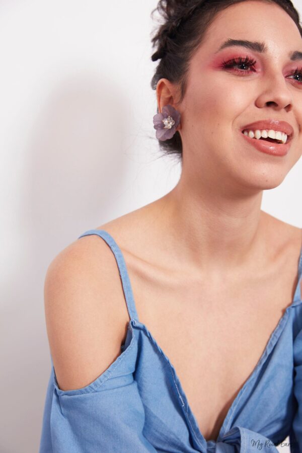 Iris Purple- hand-made, acrylic flower stud earrings - My Roial Ears LTD