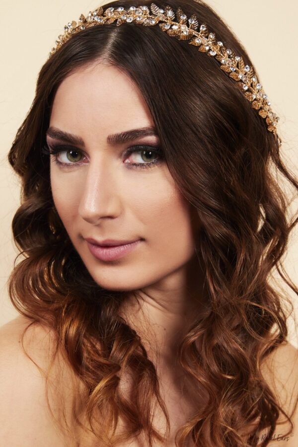 Queen Jean- golden crystal leaf headband - My Roial Ears LTD