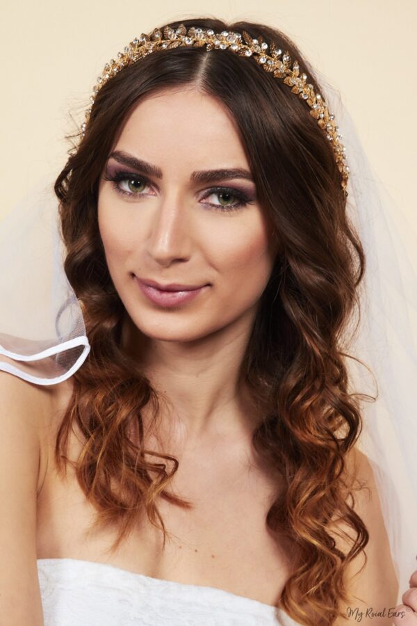 Queen Jean- golden crystal leaf headband - My Roial Ears LTD