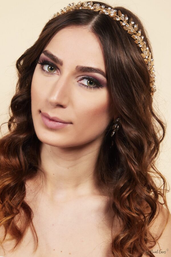 Queen Jean- golden crystal leaf headband - My Roial Ears LTD