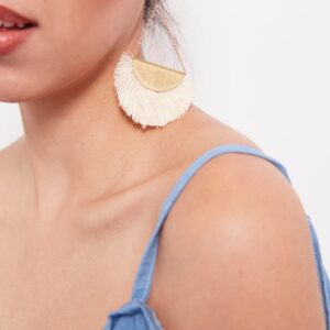 Jasmine- gold tassel fan drop earrings - My Roial Ears LTD