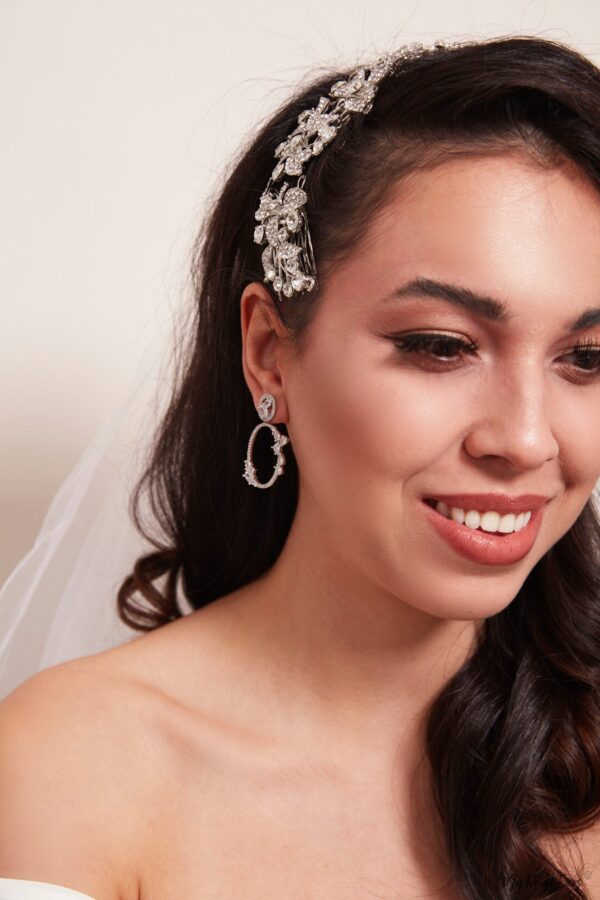 Q.EMMA-antique inspired cubic zircon bridal hoop earrings - Image 5