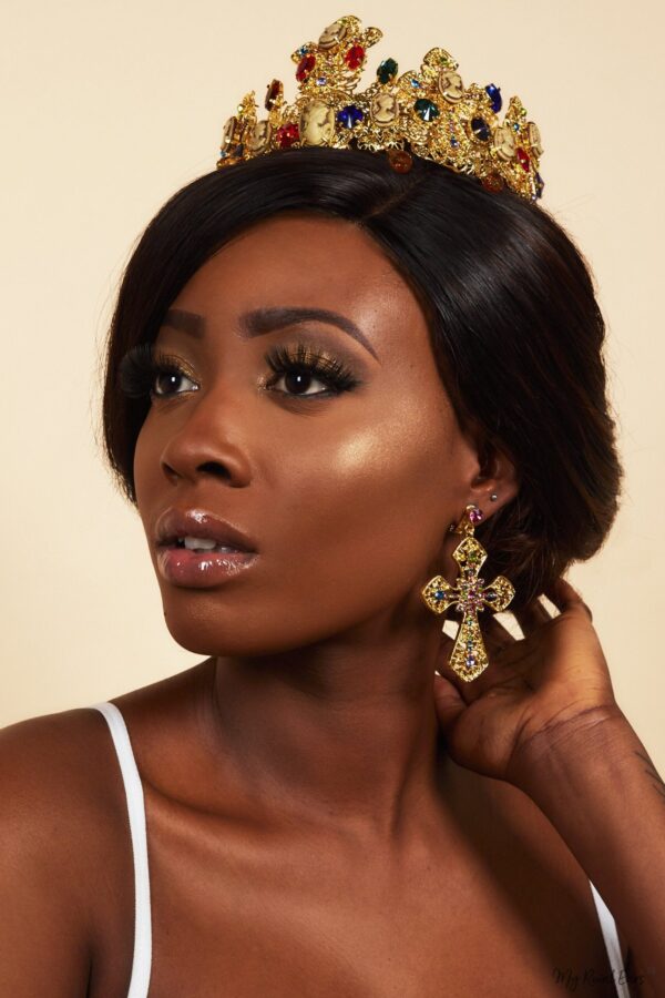 Queen Mirabai- gold baroque tiara and earring set. - My Roial Ears LTD