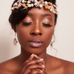 Queen Rowling- golden floral pearl ball headband and earrings set - My Roial Ears LTD