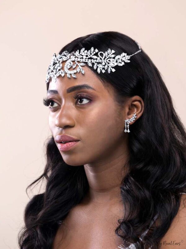 Q.Charlotte-stylish bridal crystal leaves stud statement earrings - My Roial Ears LTD