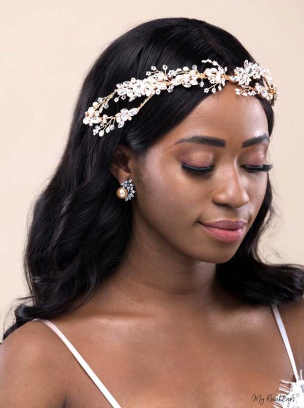 Queen Lizzie- gold handmade bridal headpiece - My Roial Ears LTD