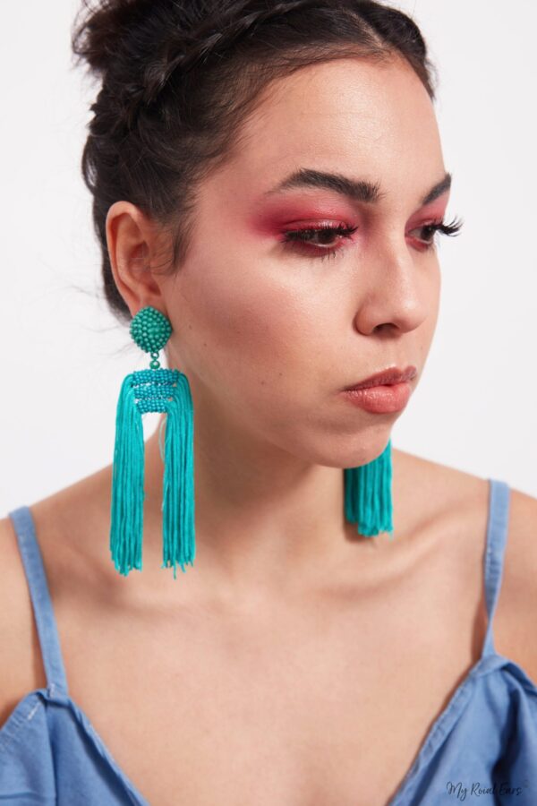 Snapdragon Orange- tassel statement long earrings - My Roial Ears LTD