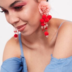 Sunflower- floral pompom tassel drop earrings - My Roial Ears LTD