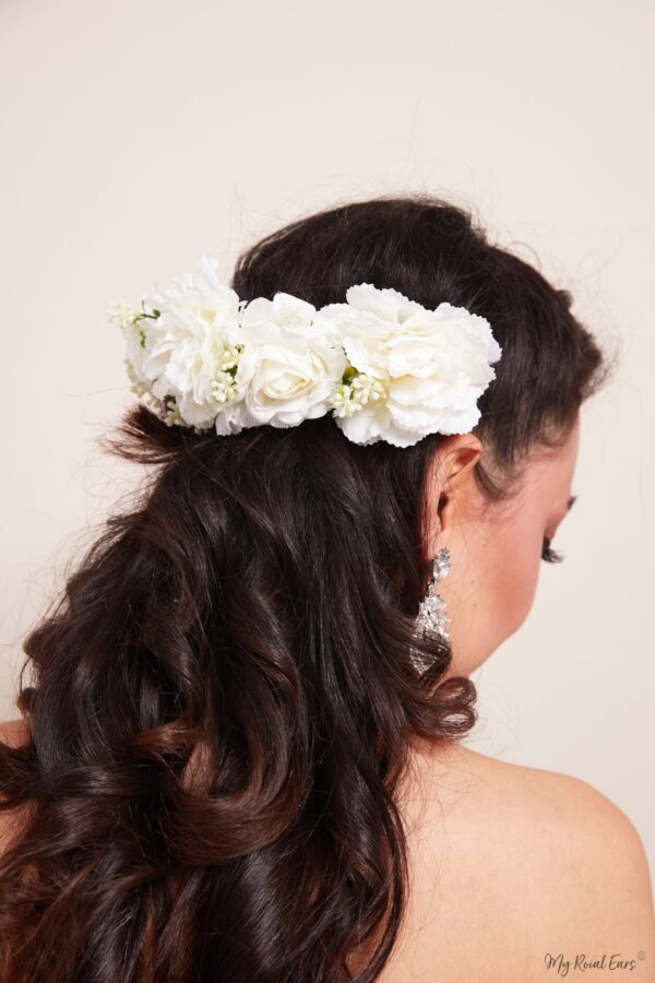 Queen Avril- white rose floral crown headband - My Roial Ears LTD