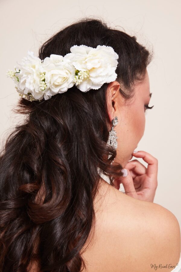Queen Avril- white rose floral crown headband - My Roial Ears LTD
