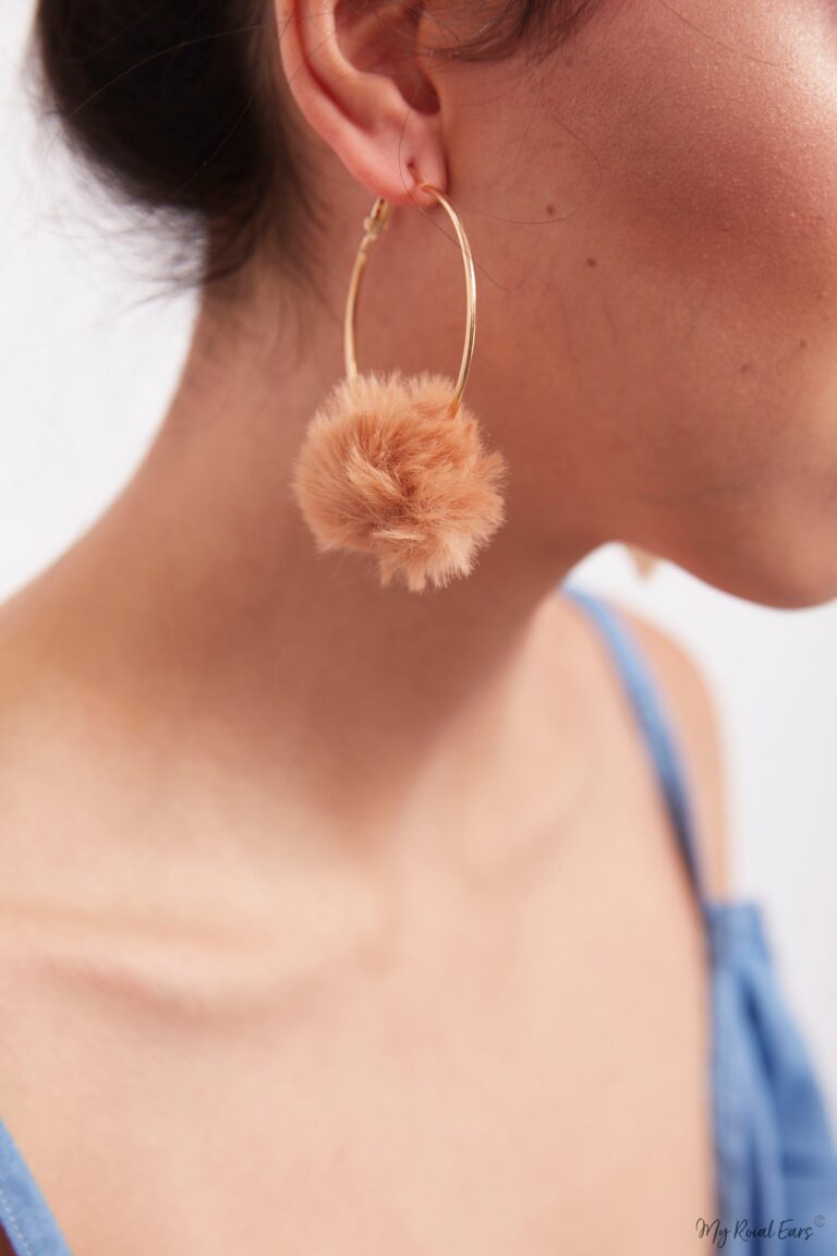 Violets-  Fun Fur Hoop Earrings - My Roial Ears LTD