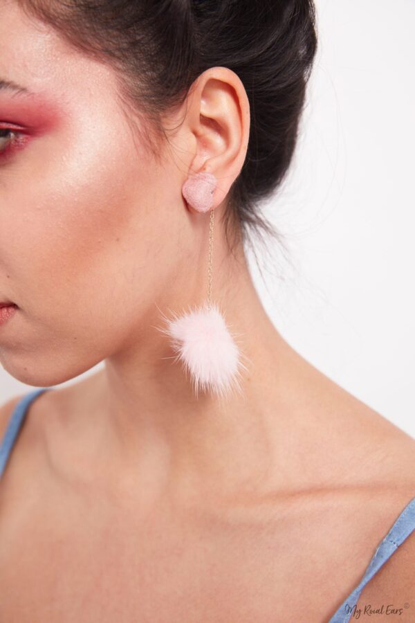 Daffodil Pink- Fur Drop love Earrings - Image 5