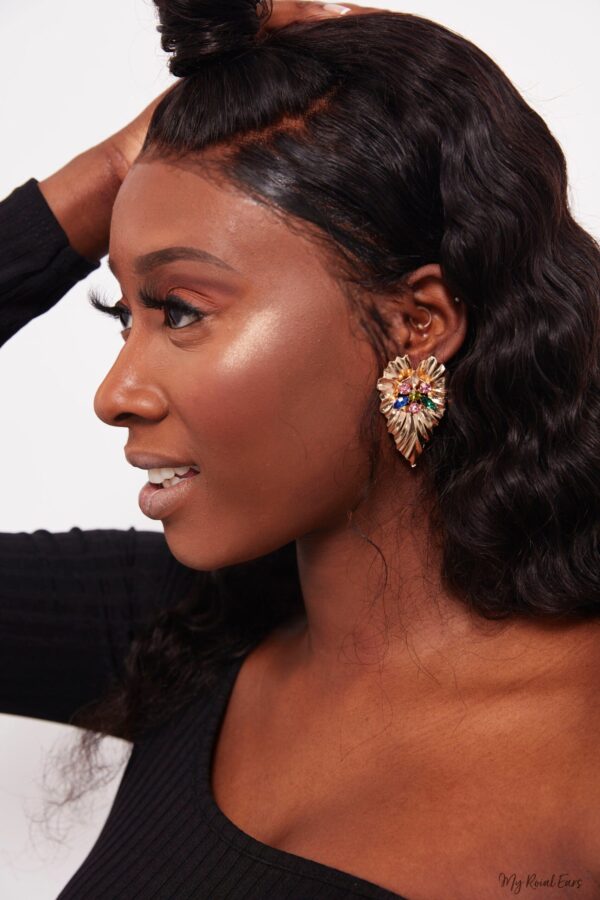 Bougainvillea- heart shaped leaf statement Stud Earrings - My Roial Ears LTD