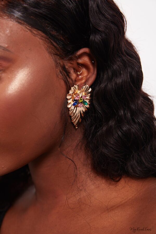 Bougainvillea Silver- heart shaped leaf statement Stud Earrings - My Roial Ears LTD