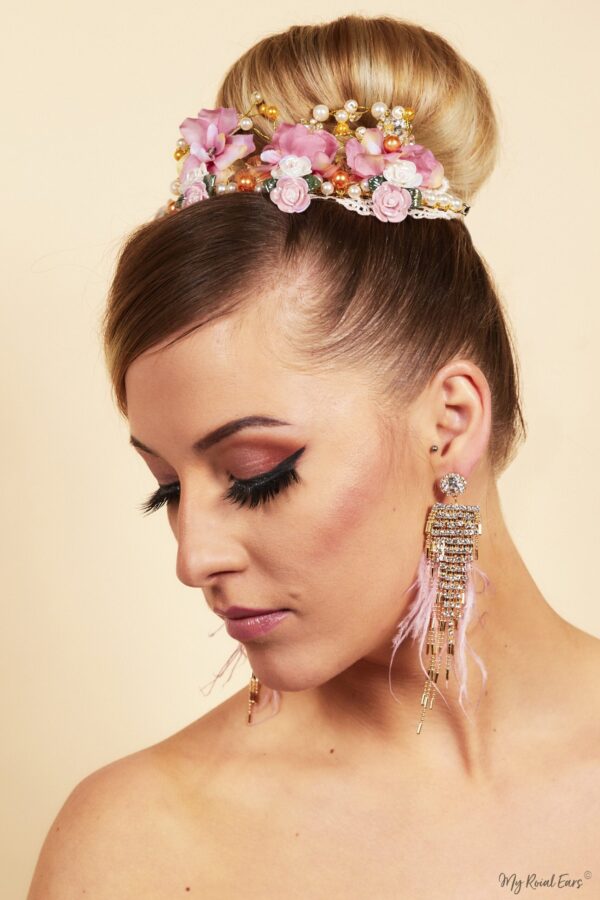 Queen Teresa- handmade, floral tiara and earring set. - My Roial Ears LTD