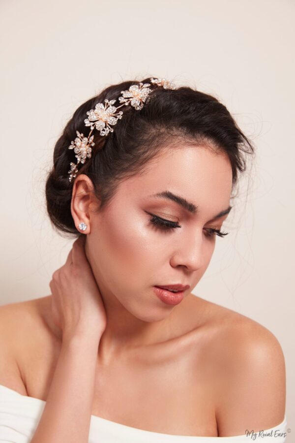 Q.CORDELIA- rose gold zircon stud bridal earrings - Image 2