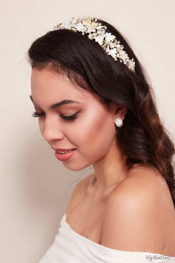 Q.JULIANA- dazzling zircon mesh stud bridal earrings - Image 5