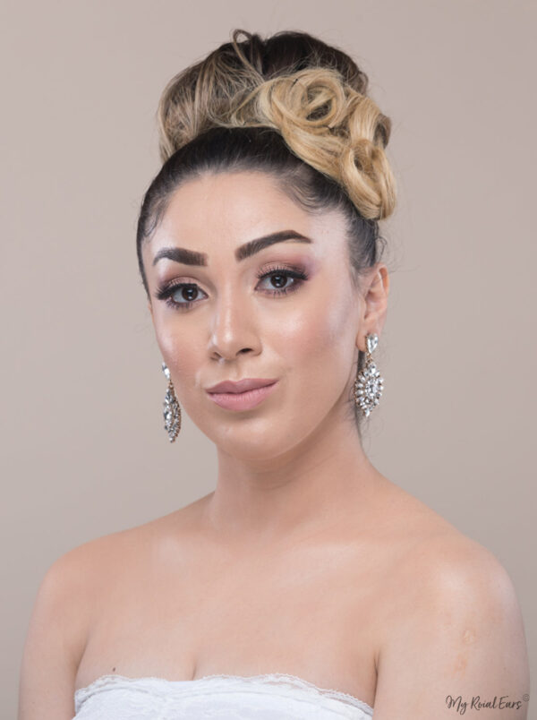 Q HELENA- glass water drop gold bridal earrings - My Roial Ears LTD