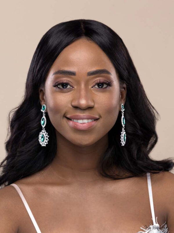 Q.ISABELLA- green crystal glass royal bridal drop earrings - My Roial Ears LTD