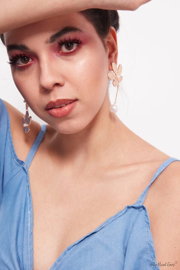 Ajax- gold flower pearl drop earrings - My Roial Ears LTD