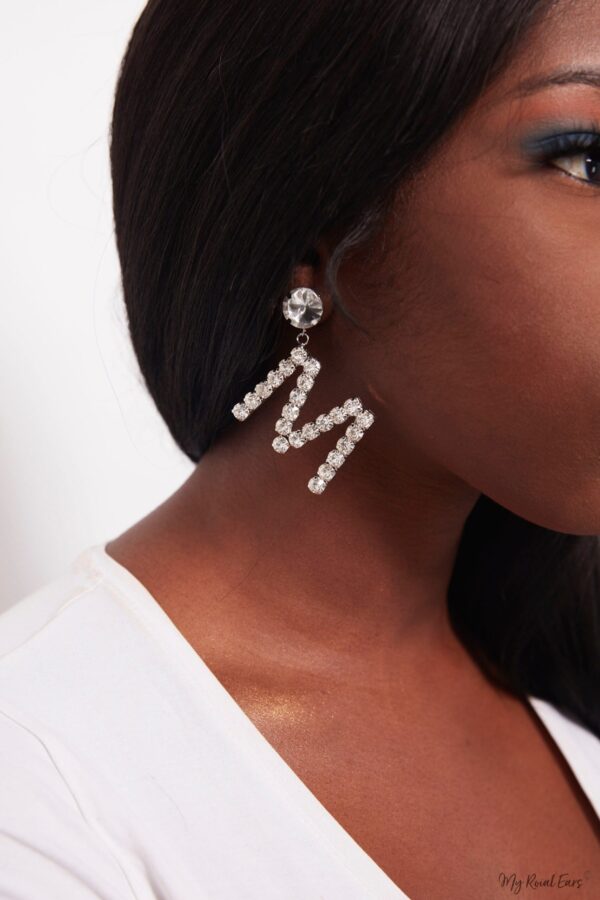 Begonia M-crystal M shaped diamond earrings - My Roial Ears LTD
