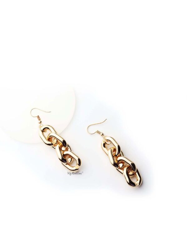 Atlas- gold plated impressive chain drop earrings - My Roial Ears LTD