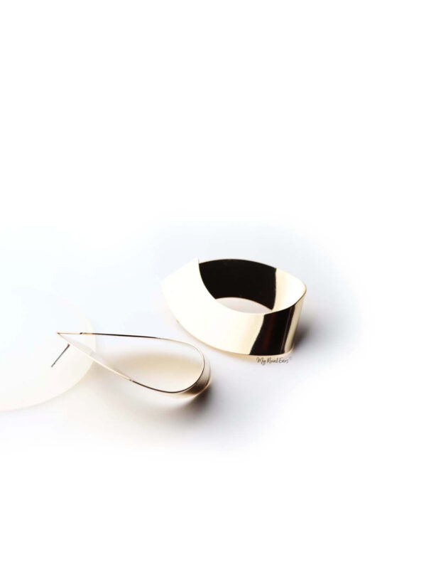 Hermes- gold plated oval statement stud earrings - My Roial Ears LTD