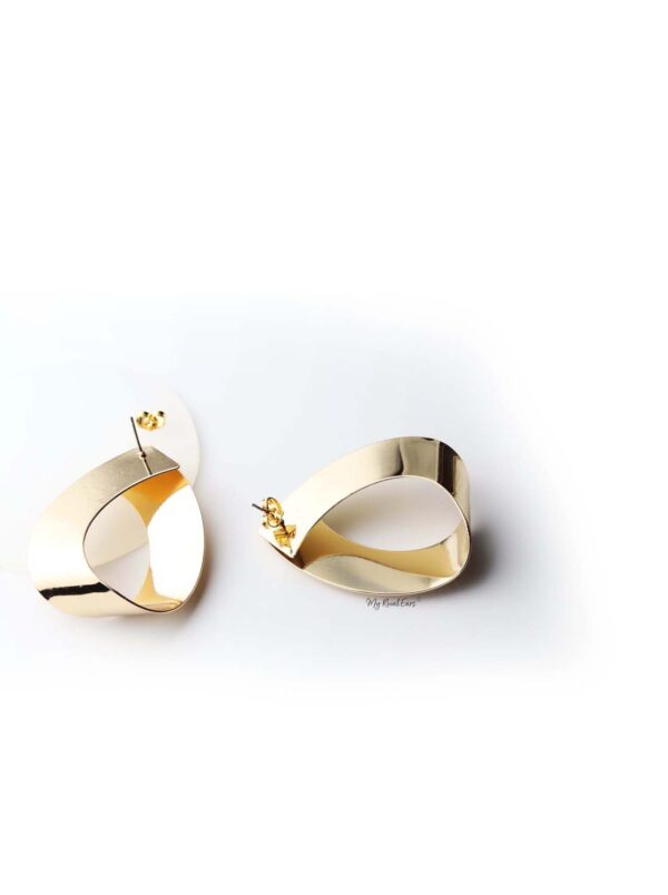 Hermes- gold plated oval statement stud earrings - My Roial Ears LTD