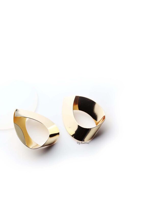Hermes- gold plated oval statement stud earrings - My Roial Ears LTD