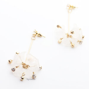 Orange Blossom- drop fan shape floral embellished earrings