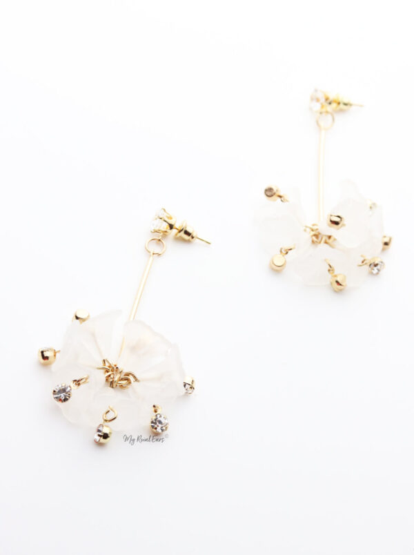 Orange Blossom- drop fan shape floral embellished earrings