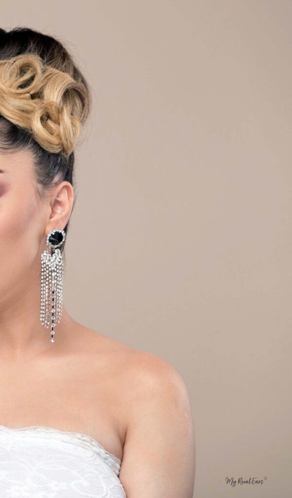 Q BEATRICE- glamorous editorial tassel bridal earrings - My Roial Ears LTD