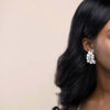 Q.VICTORIA-modern geometric clear crystal bridal stud earrings - My Roial Ears LTD