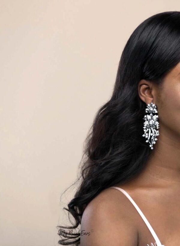 Q.XENIA-vintage baroque flower statement drop bridal earrings - My Roial Ears LTD