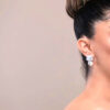 Q Louise Rose Gold-bridal diamond cut floral pearl stud earrings - My Roial Ears LTD