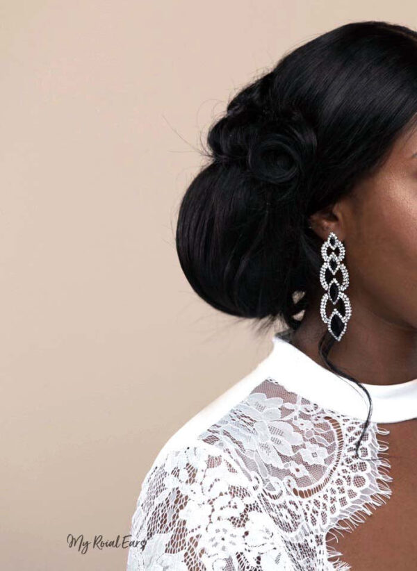 Q.Savannah-long crystal statement drop earrings - My Roial Ears LTD