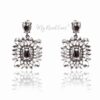 Q.NOOR-handmade rectangle glass bridal drop earrings - My Roial Ears LTD