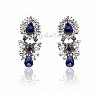 Q.OLGA-stunning blue glass crystal bridal earrings - My Roial Ears LTD