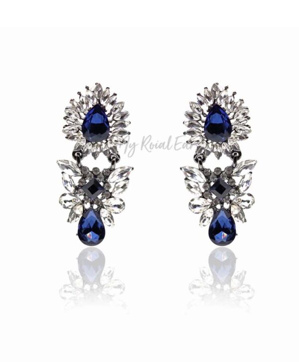 Q.OLGA-stunning blue glass crystal bridal earrings - My Roial Ears LTD