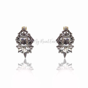 Q.QUINN-rhombus white glass crystal bridal stud earrings - My Roial Ears LTD