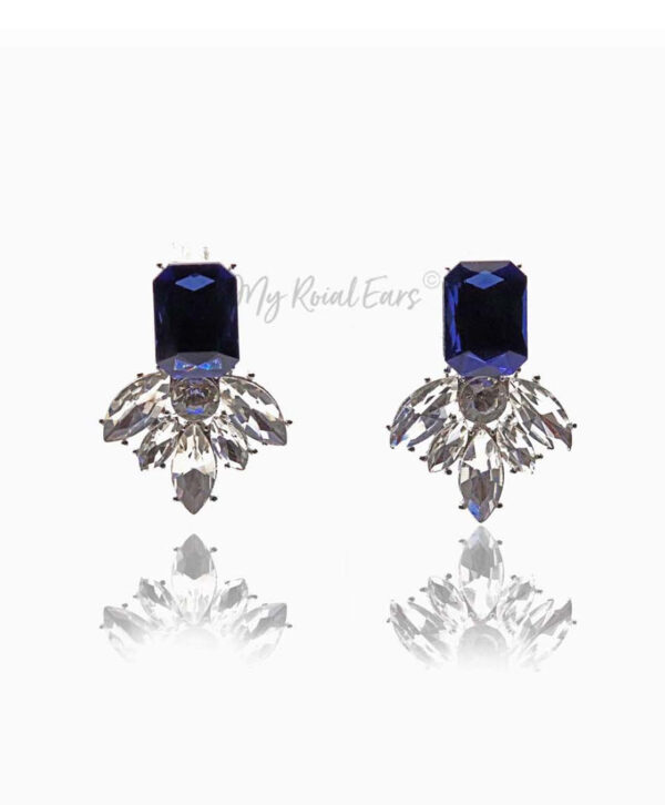 Q.ROSE-royal sapphire blue bridal stud earring - My Roial Ears LTD